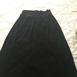 Simple long black cotton skirt